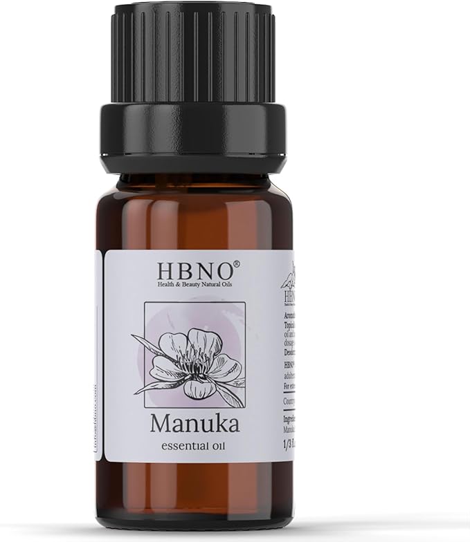 HBNO Manuka Essential Oil - 1/3 oz (10 ml) Travel Size - Natural Oil - Perfect for Cleaning, Aromatherapy, DIY, Soap and Diffuser