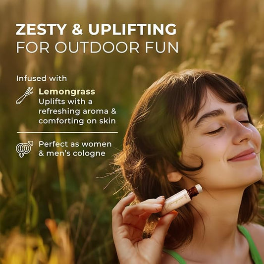 Gya Labs Lemongrass Essential Oil Roll on for Skin - Refreshing Aromatherapy for Outdoor Protection - 100% Pure Natural Lemongrass Oil Perfume Roller - Travel Size (0.34 Fl Oz)