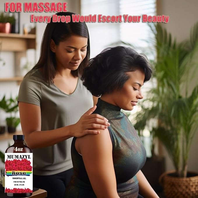 Rose Essential Oil, Rose Oil 4 Fl Oz 120ML for Diffuser Humidifier Yoga Cleaning DIY Candle Soap Making Essential Oils