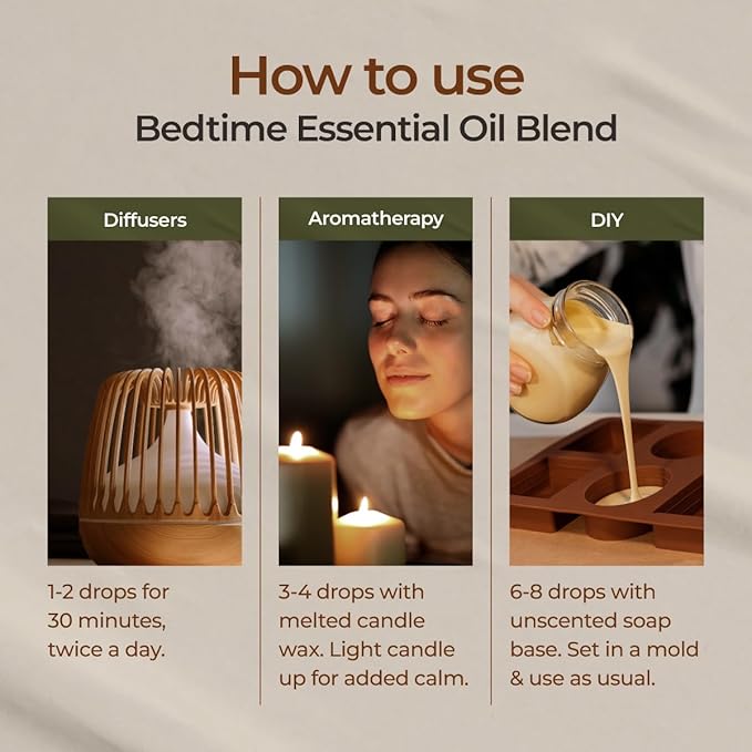 Gya Labs Bedtime Essential Oil Blend for Diffuser - 100% Pure Natural Aromatherapy Bedtime Oil for Calming & Relaxing (0.34 Fl Oz)