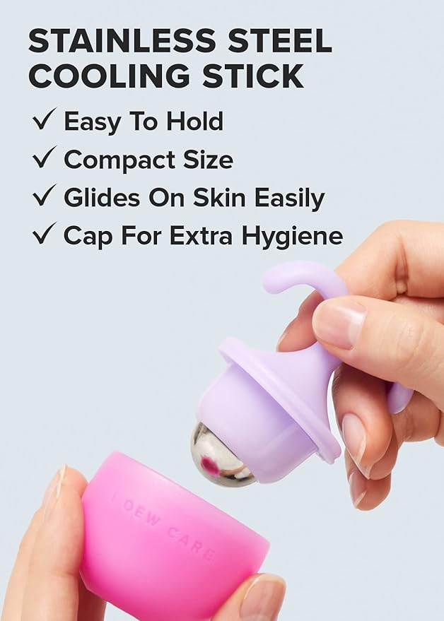 I DEW CARE Facial Tool - Rolling with It | Cooling Stick Skincare Tool, Depuffing Ice Face Roller with Cap, Gift, Reusable and Hygenic, Travel Size, FSC Packaging, Face Massage