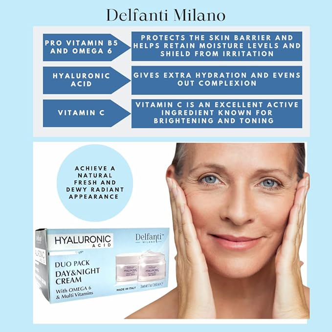 Delfanti Milano • HYALURONIC AGE DEFYING NIGHT CREAM • Face and Neck Moisturizer • Made in Italy