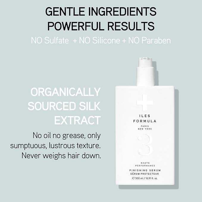 ILES FORMULA Haute Performance Finishing Serum – Style & Smooth Without Weighting Hair Down, Protects Hair from Heat, Humidity, UV Rays + Color Fade – 16.9 Fl Oz (500 ML)