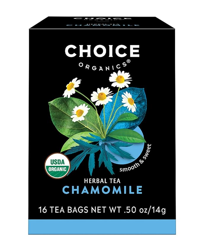 Choice Organics - Organic Chamomile Tea (1 Pack) - Compostable - Caffeine Free - 16 Organic Herbal Tea Bags