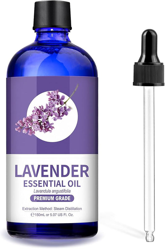 Lavender Essential Oil - Pure Essential Oils for Diffusers, Humidifiers, Aromatherapy, Cars, Yoga, Home Essentials, Office - Relaxing Fragrance Scents for Soap and Candle Making (150mL)