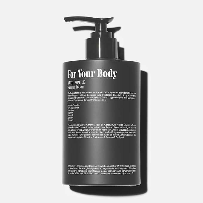 Nécessaire The Body Lotion Cyprès-Citronné – Multi-Peptide - Firming Body Lotion for Women + Men. 2.5% Niacinamide. Non-Comedogenic Moisturizer. Dermatologist-Tested, Vegan. – 450ml/15.2 fl oz