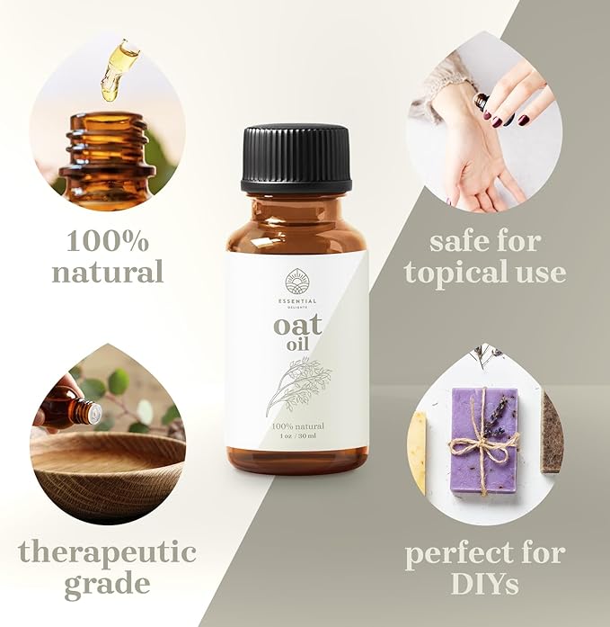 Oat Oil - Premium Undiluted Carrier Oil | for Skin, Face, Body, Hair Revitalization | Vegan & Cruelty Free (1 Fl Oz)