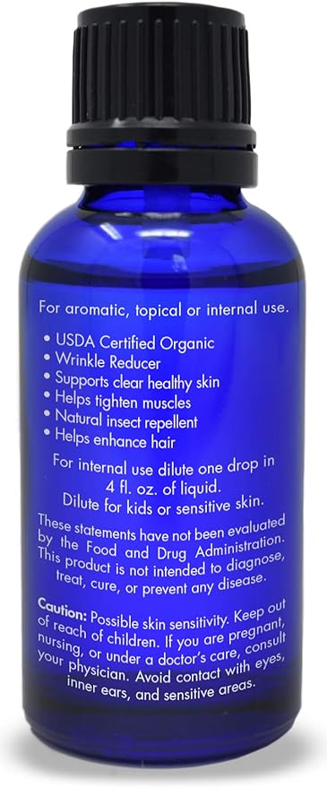 Organic, Geranium Essential Oil, Food Grade, for Skin – 100% Pure, Geranium Oil, by Zongle Therapeutics, 1 OZ