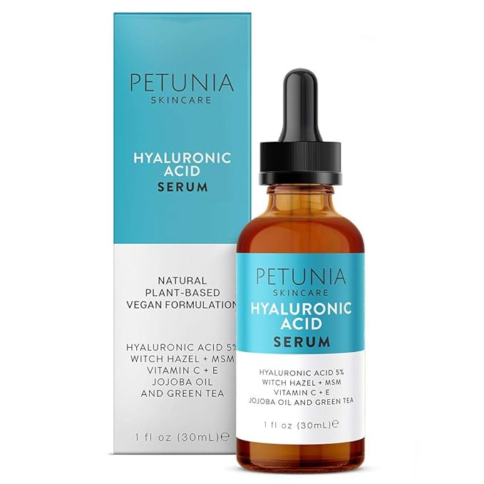 Hyaluronic Acid Serum with Vitamin C For Face, Hydrate and Plump Dry Skin, Boost Collagen, Anti Aging Diminish Fine Lines and Wrinkles, Natural & Organic Vegan Ingredients, 1 fl oz