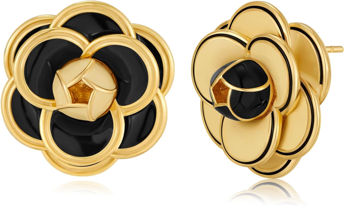 CLASSYZINT Gold/White/Red/Black Flower Stud Earrings For Women