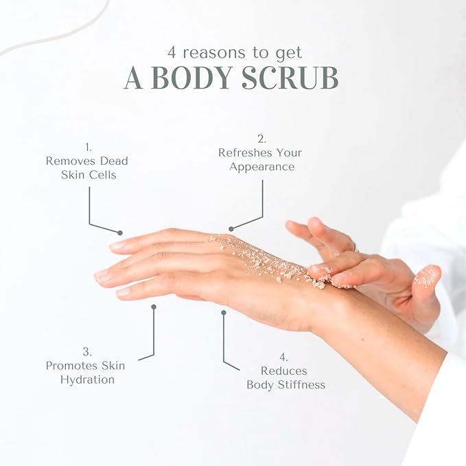 Olive Oil + Vitamin C Body Scrub 10 oz - A long lasting hydration while improving its texture - The best stocking stuffer