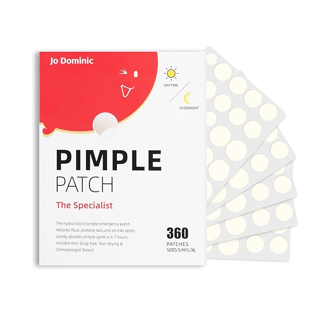 Pimple Patches for Face, 4 Size 360 Counts Acne Patches, Hydrocolloid Patches for Covering Zits and Blemishes, Spot Stickers with Salicylic Acid, Tea Tree Oil & Centella