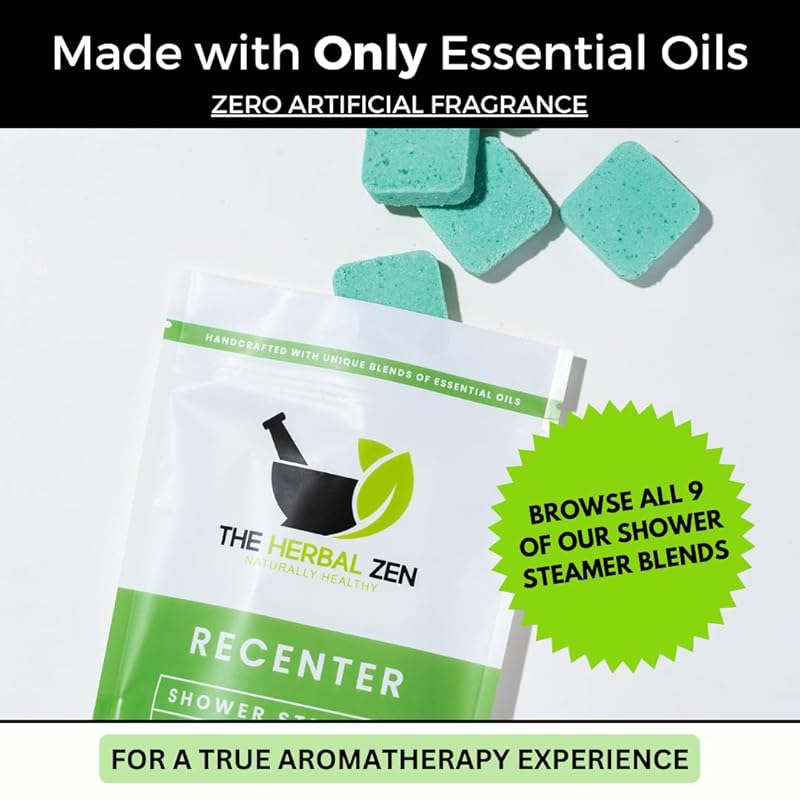 Recenter Shower Steamers Aromatherapy with Lavender and Eucalyptus Essential Oils, Aromatherapy Shower Bombs, Self Care Gift, Birthday Gift for Women, Bath Steamer for Women and Men