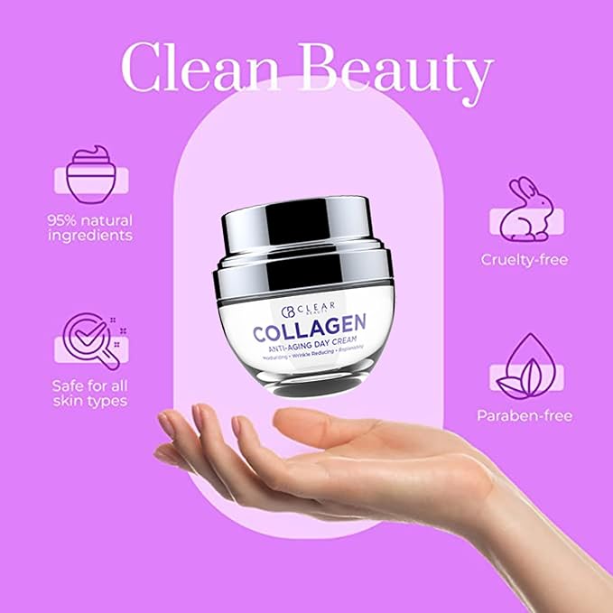Collagen Daily Face Moisturizer - Dermatologist Tested, Reduces Wrinkles, Fine Lines, Hydrating, Anti-Aging, Clean Beauty, Cruelty-Free Korean Skin Care - All Skin Types - 1.69 oz