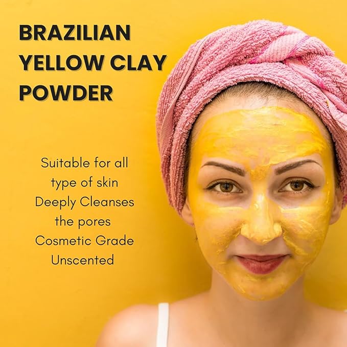 Brazilian Yellow Clay Powder 227 g - Natural | Cosmetic clay powder for Skin Care| Face Mask | Soap Making
