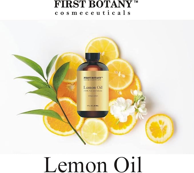 First Botany, 100% Pure Lemon Oil - Premium Lemon Essential Oil for Aromatherapy, Massage, Topical & Household Uses - 1 fl oz