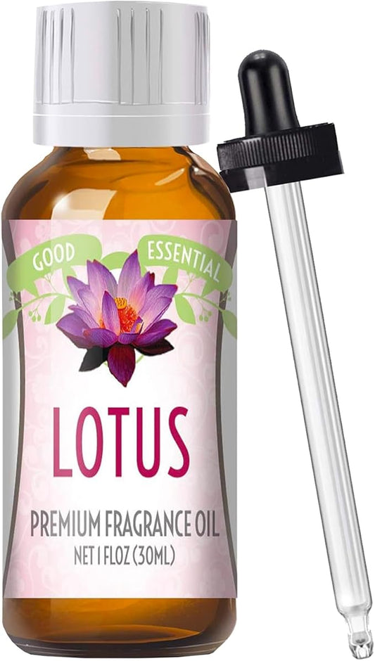 Good Essential Professional Lotus Blossom Fragrance Oil 30 ml (1 fl oz) for Diffusers, Soaps, Candles, Perfume, Aromatherapy - Lotus Oil Scent