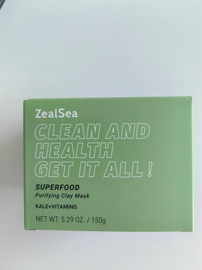ZealSea Superfood Clay Face Mask: Deep Cleansing Mask for Controlling Oil & Blackhead Removal Pore Cleansing Antioxidant Anti-Aging Hydrating Facial Mask Vegan Skincare 5.29 Oz