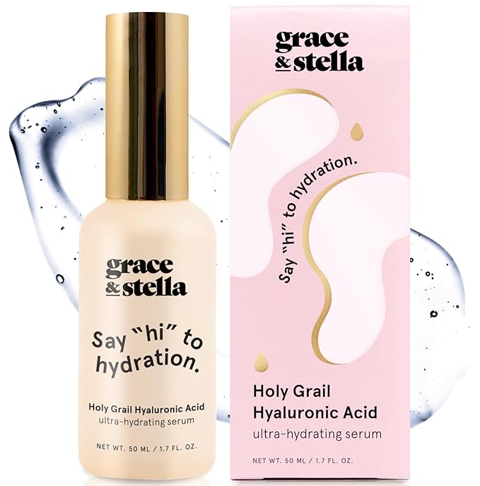 grace & stella Award Winning Hyaluronic Acid Serum (50ml/1.7 fl oz) Hydrating Hyaluronic Acid Serum for Face - Acido Hialuronico for Women - Remove Fine Lines, Wrinkles, Anti Aging - Vegan Skincare