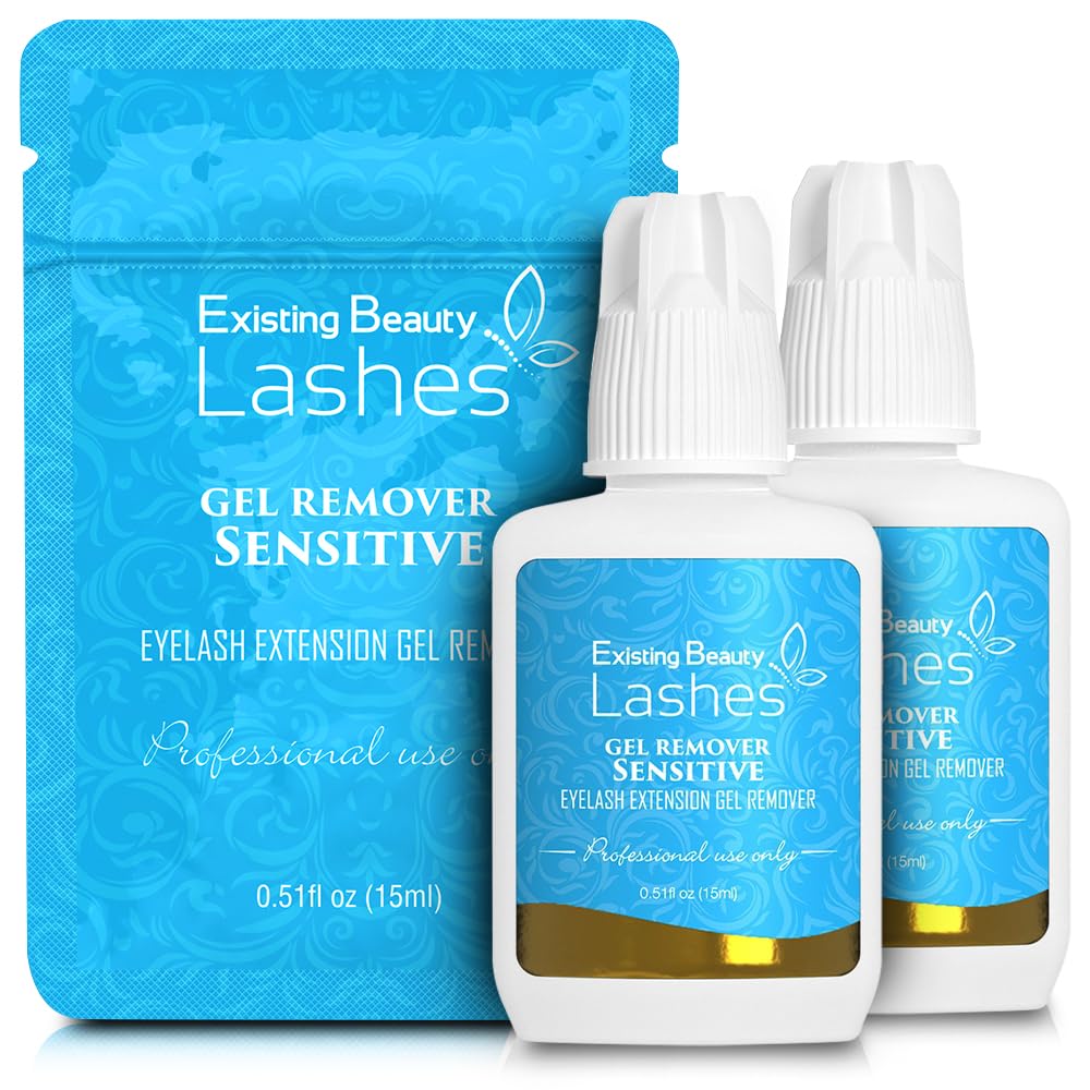 2 Pack Sensitive Lash Remover for Lash Extensions - Clear Eyelash Extension Remover Gel - Fast-Acting Lash Extension Remover, Efficient Lash Glue Remover 15 ml ea - Existing Beauty Lashes