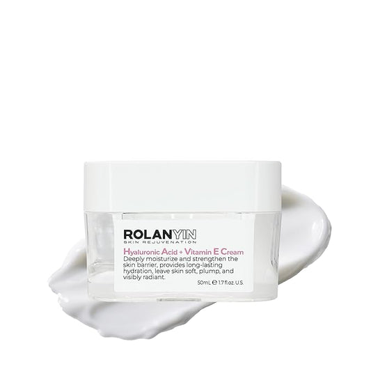 ROLANYIN Hyaluronic Acid + Vitamin E Cream for Deep Hydration and Moisturizing Nourishing Anti Aging Skin Repair Soothing and Revitalizing for Healthy Radiant Skin