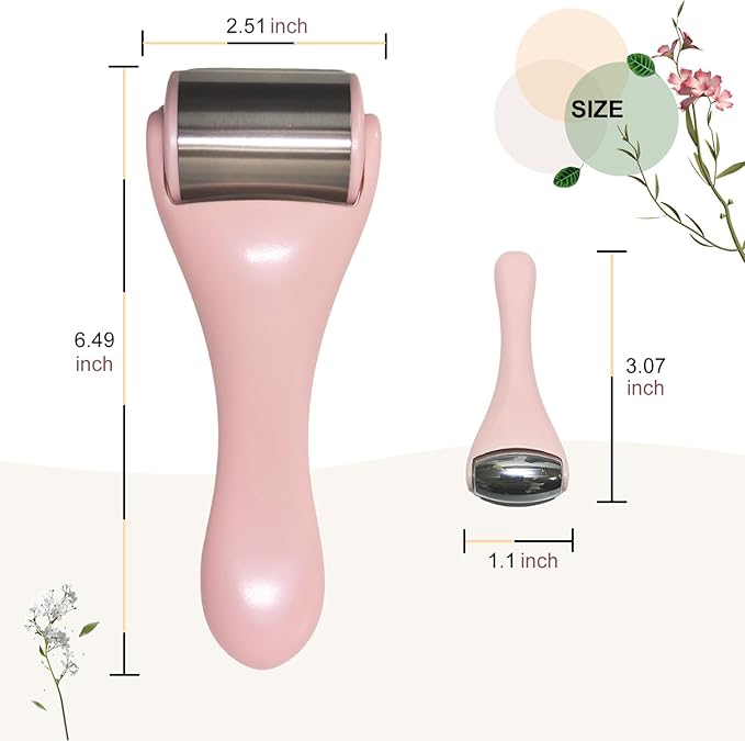 Ice Roller for Face, Ice Rollers 2 Pcs, Face Roller for Face Massager, Ice Face Roller for Wrinkles,Puffiness, Migraine Relief, Mini Eye Roller for Eyes Dark Circles (Pink)