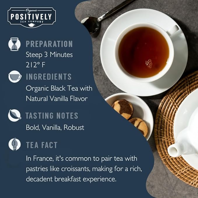 Organic Positively Tea Company, French Breakfast Black Tea, Loose Leaf, 4 Ounce