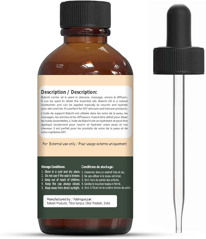 Babchi (Psoralea Corylifolia) Oil | Pure & Natural Carrier Oil for Skincare, Massage, Aroma & Diffusers - 30ml/1.01fl oz