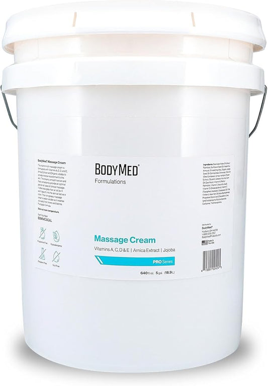 BodyMed Formulations Massage Cream, 5 gal. – Fragrance-Free, All-Natural Lotion for Massage Therapy – Leaping Bunny Certified – with Arnica Extract & Jojoba – Non-Staining, & Paraben Free