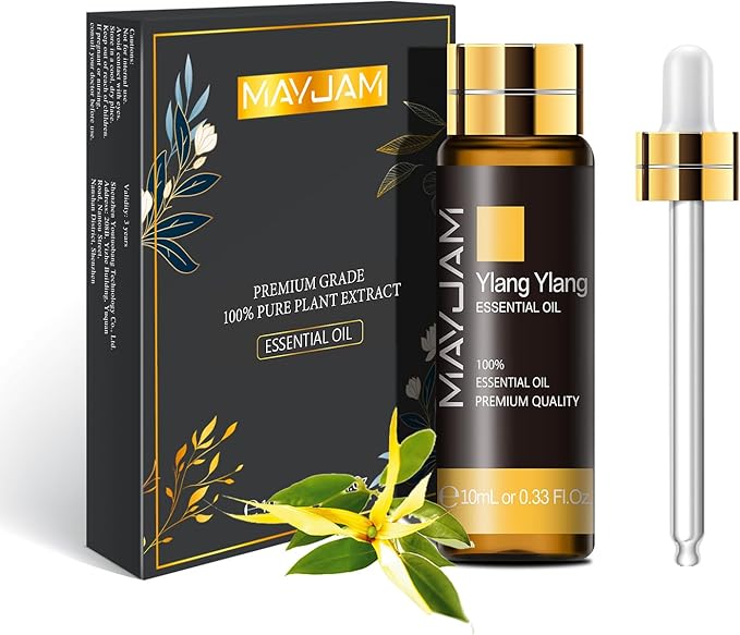 Ylang Ylang Essential Oil, MAYJAM 10ML/0.33FL.OZ Premium Ylang Ylang Oils for Soap Candle Making, Diffuser, Bedroom, Living Room, Office