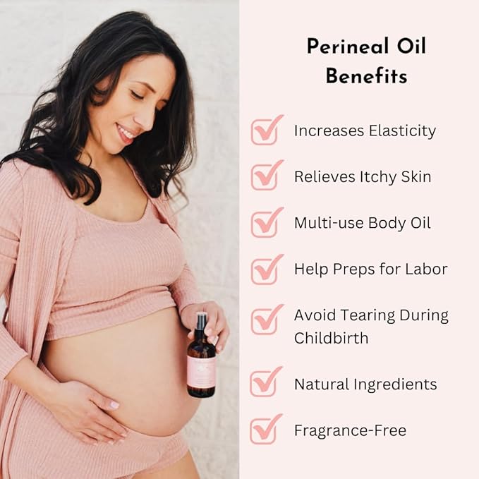 Organic Perineal Massage Oil Spray by Irene Organics for Pregnancy and Postpartum - Prevention for Perineum Tearing, All Natural, Third Trimester Pregnancy Must Haves for Childbirth (Perineal Bundle)