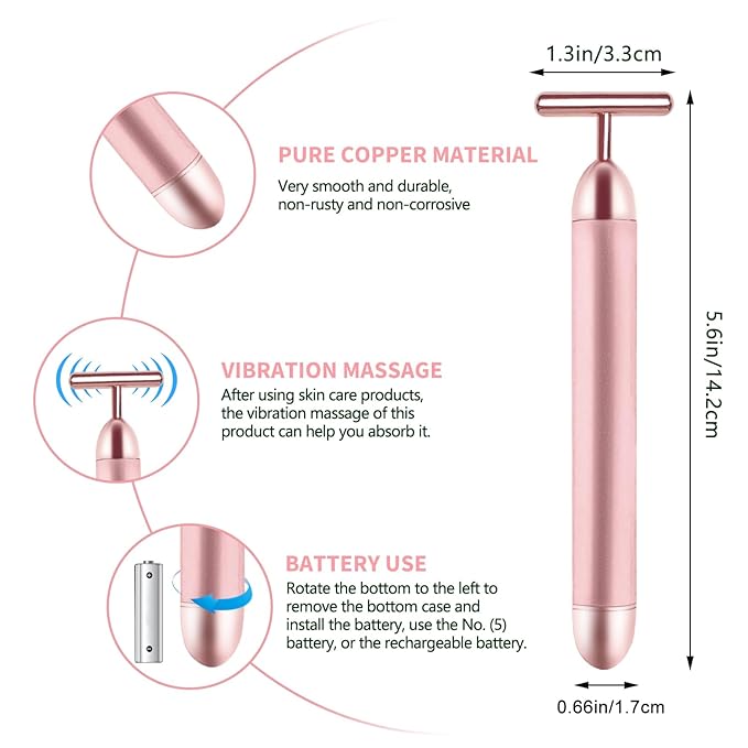 Face Massage Tool Electri Facial Lifting Toning Sculpting Device T Shape Beauty Bar Mini Microcurrent Vibration Massager Wand Face Neck Skin Care Reduce Puffiness Improve Wrinkles Anti Aging Device