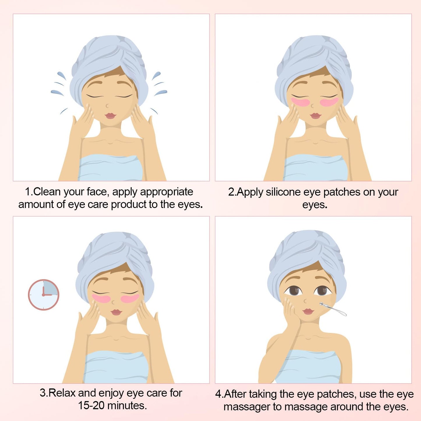 1 Pair Reusable Eye Patch, Silicone Reusable Eye Gel Pads Eye Wrinkle Patches Under Eye Mask, Plump Fine Lines & Wrinkles with Metal Eye Cream Applicator & Tin Case (Pink)