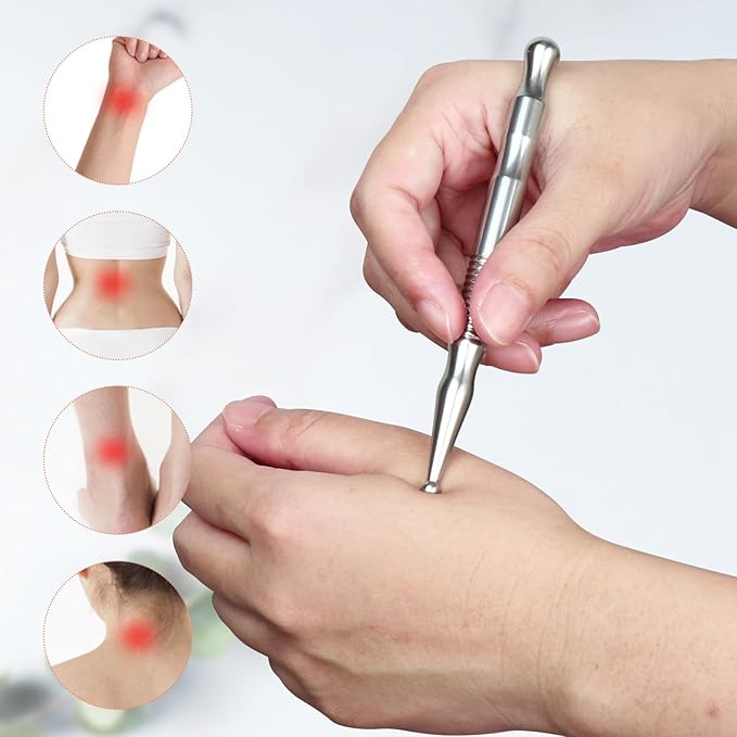 Stainless Steel Gua Sha Tool & Acupuncture Pen - Deep Tissue & Trigger Point Massage Therapy - Full Body Self-Massage Acupressure Bar