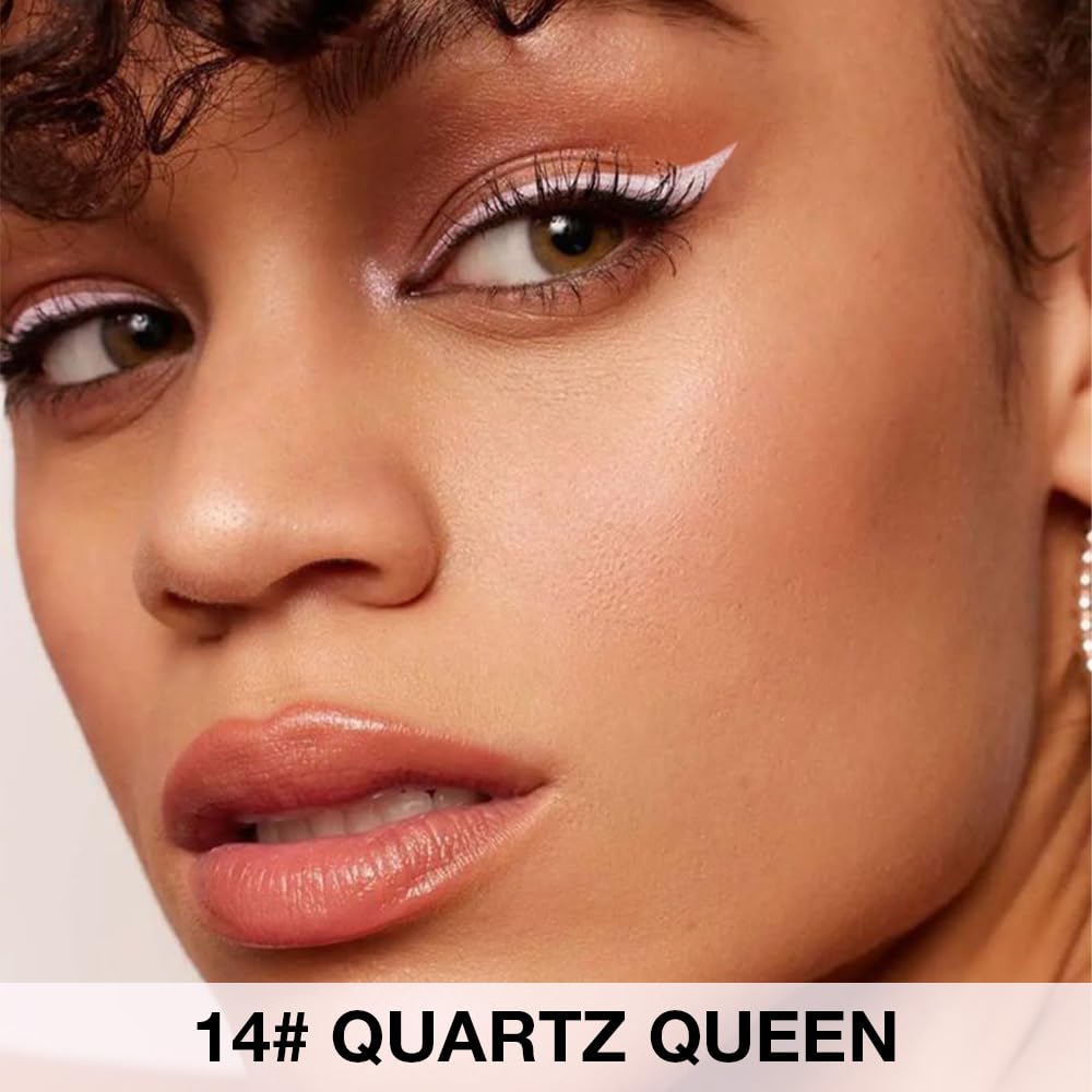 Kaely 2Pcs Quartz Queen White Gel Eyeliner Pencil, Natural Cream Eye Liner Waterproof Smudge Proof, Matte Waterline Eyeliner Eyeshadow Stick, Brighten Eye Makeup, Vegan & Cruelty-Free