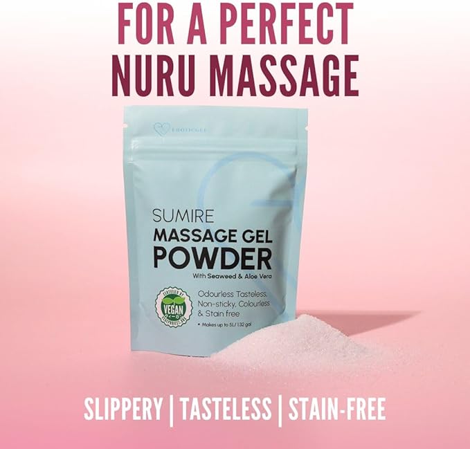 Japanese Nuru Massage Gel Powder 50g - Sumire Edition | Resealable Sachet | Nori Seaweed & Aloe Vera | Made in Japan | Slippery, Odorless, Tasteless, and Stain-Free | Makes Up to 1.32 Gallons of Gel