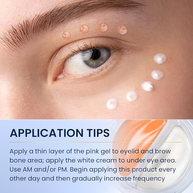 Dual Eye Cream with Advanced Retinol, Peptides, Caffeine for Puffy Eyes and Dark Circles, Wrinkles, Anti Aging, Under Eye Bags Treatment, Instant Tightener, Fragrance Free, 0.68 OZ