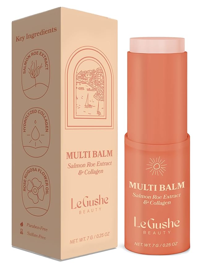 LE GUSHE All-in-One Face Balm Stick - Under Eye Brightener, Anti-Aging Under Eye Balm Stick with Salmon Roe Extract & Collagen - For Fine Lines & Wrinkles - Use on Face, Forehead, Neck