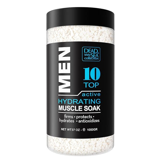 Dead Sea Collection Bath Salts for Men - Muscle Recovery Bath Soak - TOP 10 Active Mens Pure Dead Sea Salt for Soothing and Relaxing - 37 Oz