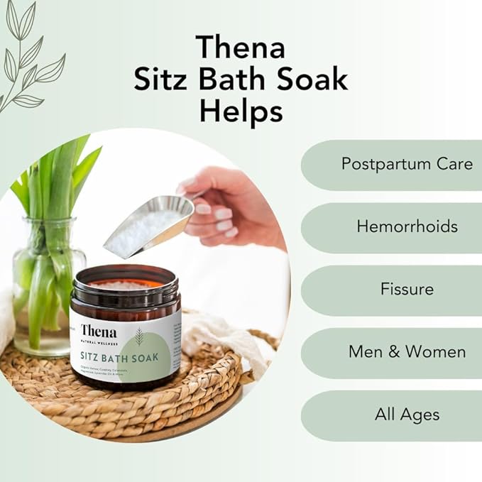 Thena Organic Sitz Bath Soak and Intensive Healing Moisturizing Cream Bundle