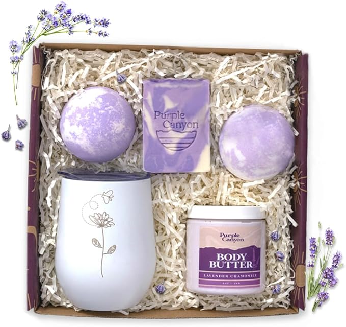 Purple Canyon Bath Gift Set for Women | Relaxing Lavender and Lilac Self-Care Gift for Women