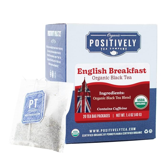 Organic Positively Tea Company, English Breakfast Black Tea Bags, 20 Count