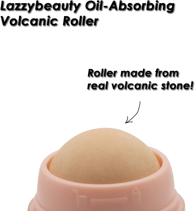 Oil-Absorbing Volcanic Face Roller, with Replaceable Stone Balls & EVA Carry Case, Reusable Facial Skincare Tool for At-Home or On-the-Go Massage, Instant Results Remove Excess Shiny