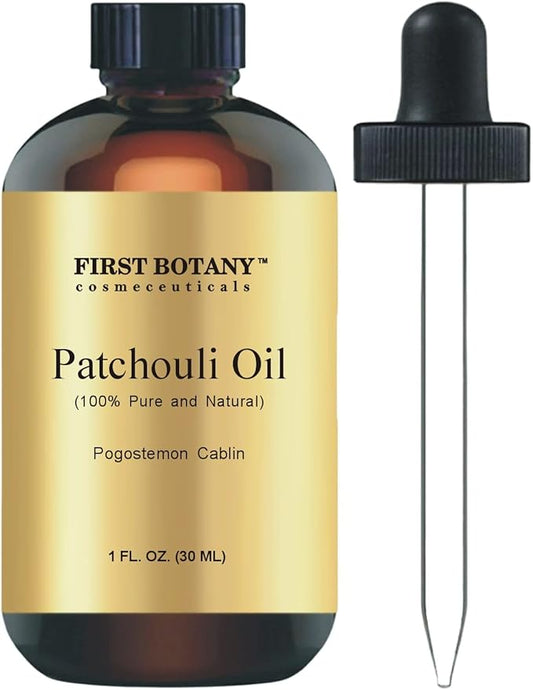 First Botany, 100% Pure Patchouli Essential Oil - Premium Patchouli Oil for Aromatherapy, Massage, Topical & Household Uses - 1 fl oz (Patchouli)