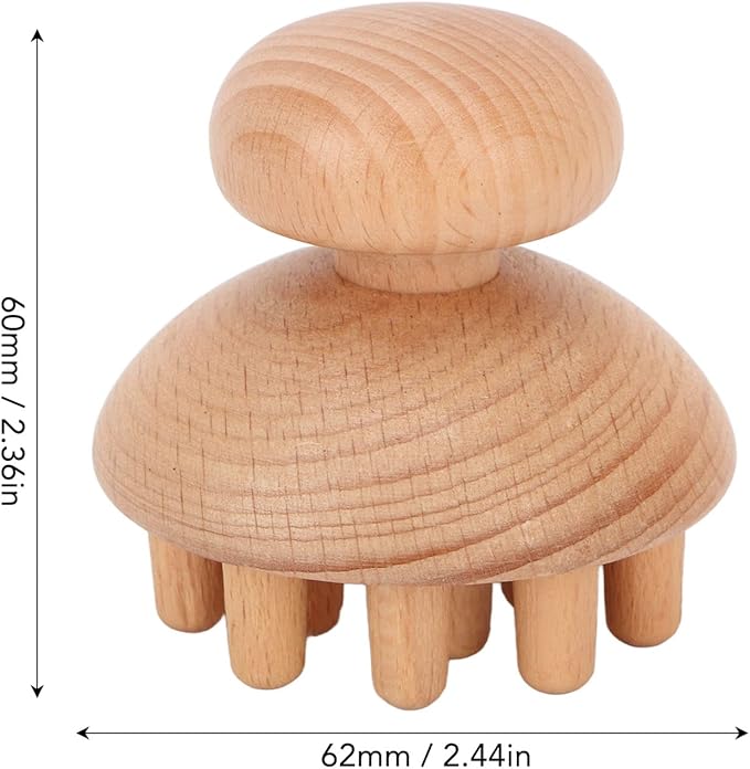 Yosoo Wood Scalp Massager Small Octopus Shape Massage Tool, Manual Scalp Massagers Scalp Massage Tool, Mushroom Fingers Head Scratcher Wood Massager for Reduce Stress 2.44 x 2.36in