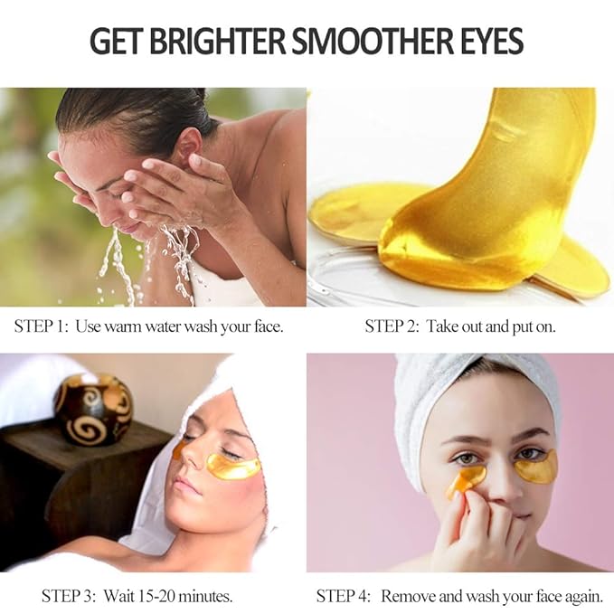 VERONNI Eye Lip Mask Set -20pcs Under Eye Patches,10pcs Gold Lip Mask -24K Gold Crystal Eye Lip Pads Treatment for Dry Lip,Dark Circles Eyes Moisturizing, Hydrating(Gold Eye Lip Mask Set)