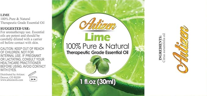 Artizen Lime Essential Oil (100% Pure & Natural - Undiluted) Therapeutic Grade - Huge 1oz Bottle - Perfect for Aromatherapy, Relaxation, Skin Therapy & More!
