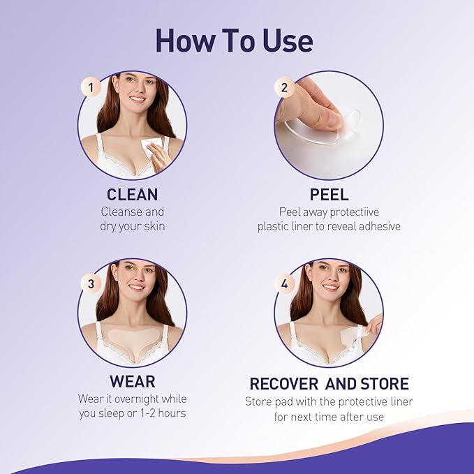 Silicone Chest Wrinkle Patches Reusable, Chest Pads for wrinkles Overnight, Safe Anti Wrinkle, Wrinkle Reducing Patche, 2 Patches