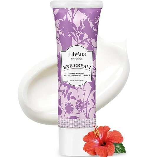 LilyAna Naturals Eye Cream for Dark Circles and Puffiness, Under Eye Cream for Wrinkles and Bags, Anti Aging - helps Improve Dryness; for Sensitive Skin - 1.7 oz - Made in USA