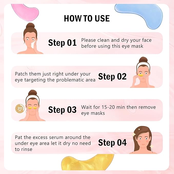 Under Eye Patches (30 Pairs) Hyaluronic Acid Eye Masks for Puffy Eyes, Dark Circles, Eye Bag, Wrinkles - Skin Care Gifts for Women, Under Eye Gel Patches